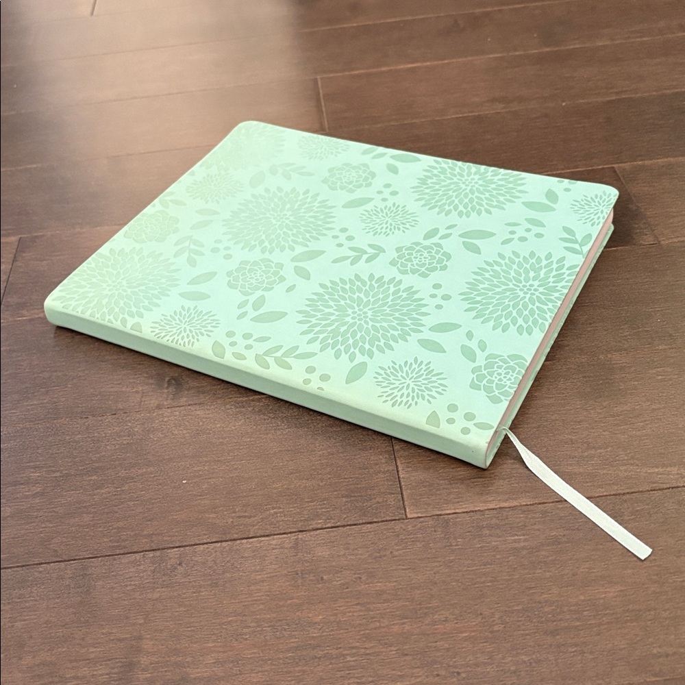 ECCOLO Embossed Journal, Mint Green Floral Notebook, Soft Cover Lined Paper Gift